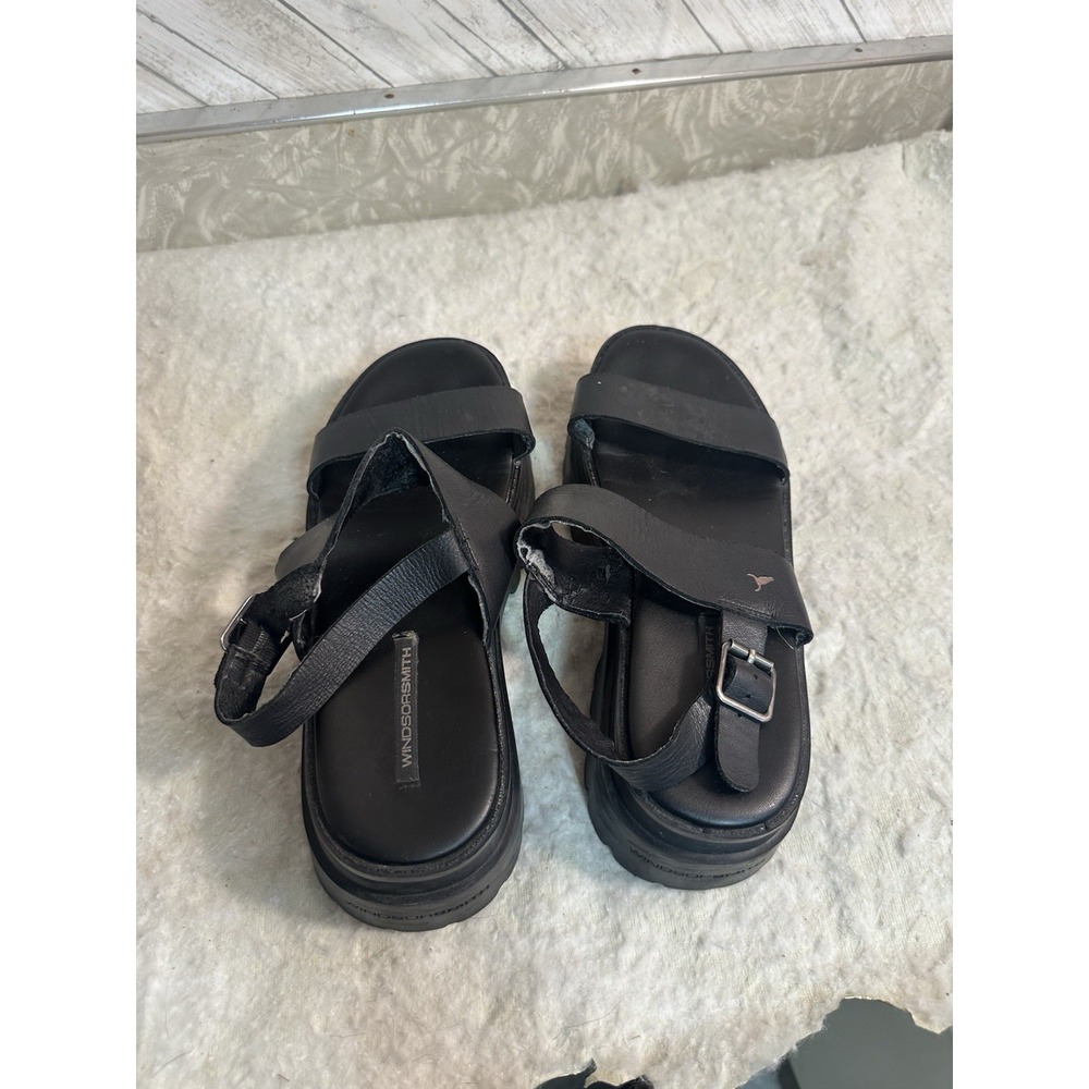 Windsor Smith Black Chunky Platform Sandals Women's Size 8 Leather Straps Buckle - Picture 2 of 7